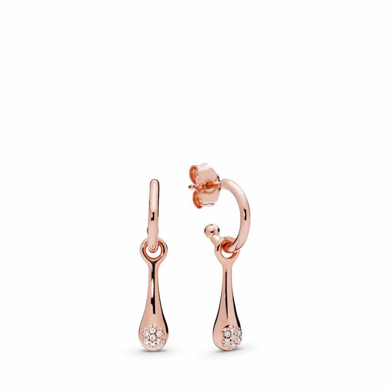 Pandora Rose™ Modern Lovepods™ Earrings Ireland - Pandora Rose/Cubic Zirconia - 280976YFX